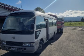 a van parked on the side of a road