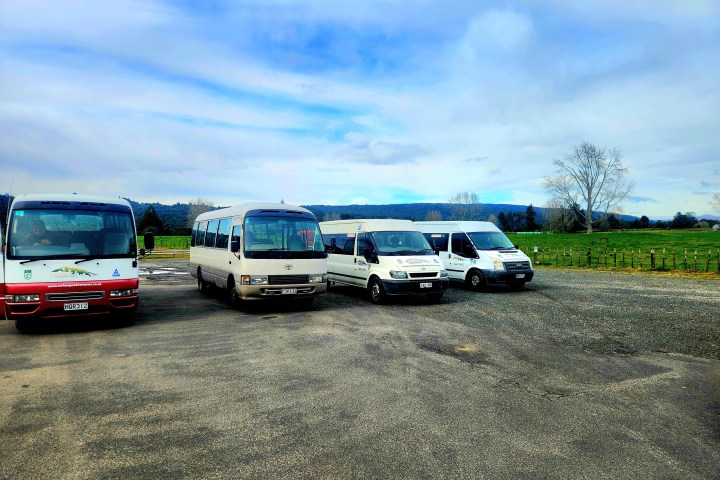 a bus parked in a parking lot